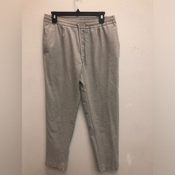 114. Zara beige Relaxed Fit Elastic Waistband dress pants size large - Picture 1 of 4